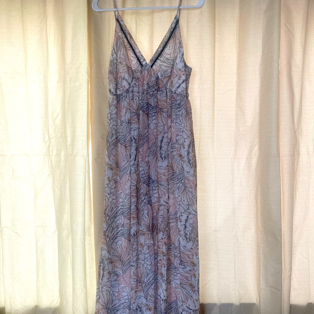 New with tags, cream/pastel pink/brown maxi dress